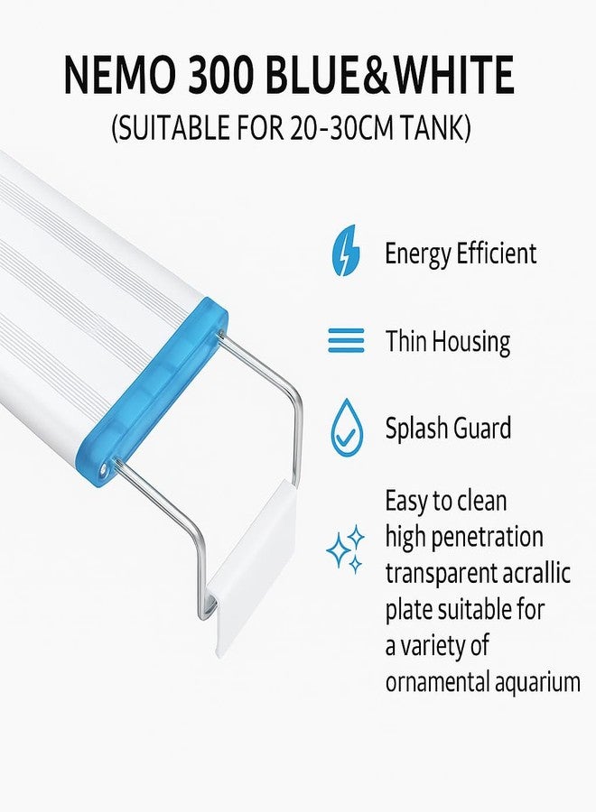 VAYINATO Nemo 300 Blue & White Aquarium LED Light - Suitable for 20-30 cm Tanks | Energy Efficient, High Color Rendering, Ultra-Thin Design - Image 3